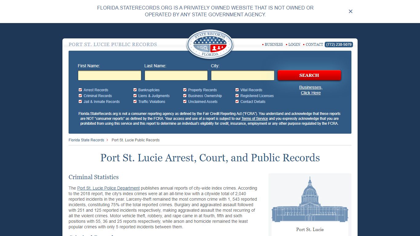 Port St. Lucie Arrest, Court, and Public Records